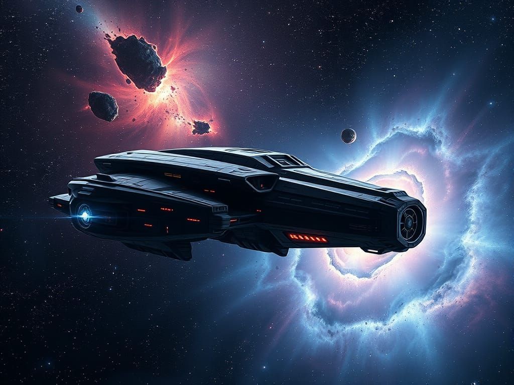 An alien spaceship inside the Andromeda nebula