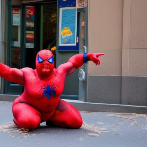 Obese Spider-Man's Spaghetti Street Fight