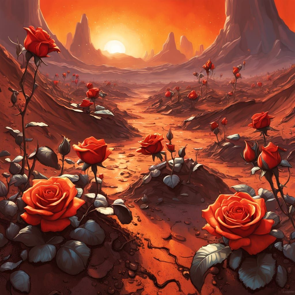 Roses on Mars as original flowers of the planet