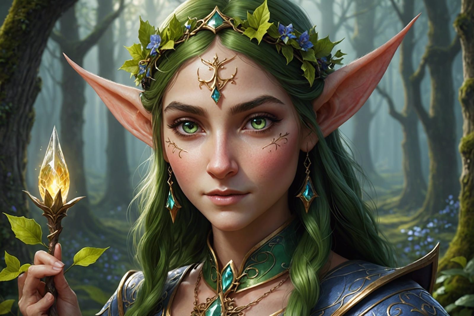 Elegant and Playful Elves in Fantasy Realm