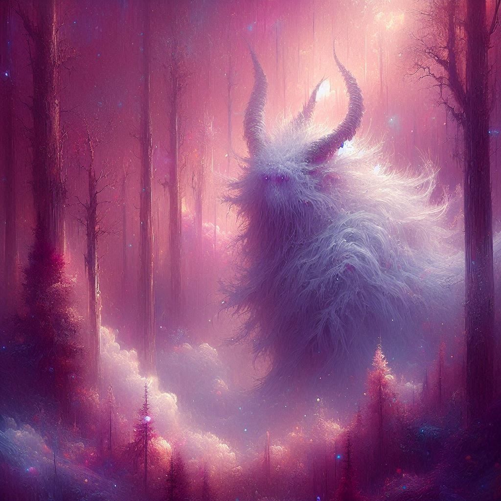 emerging from the trees