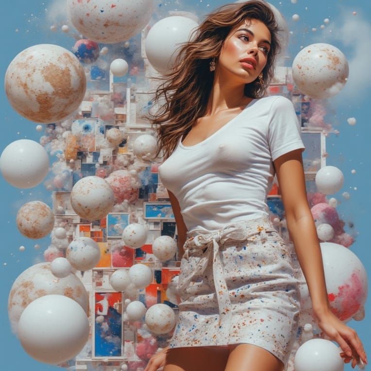 Low angle shot with spheres