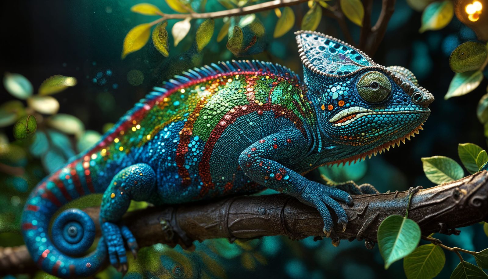 Sequin Chameleon  by @Defenestrated Feather