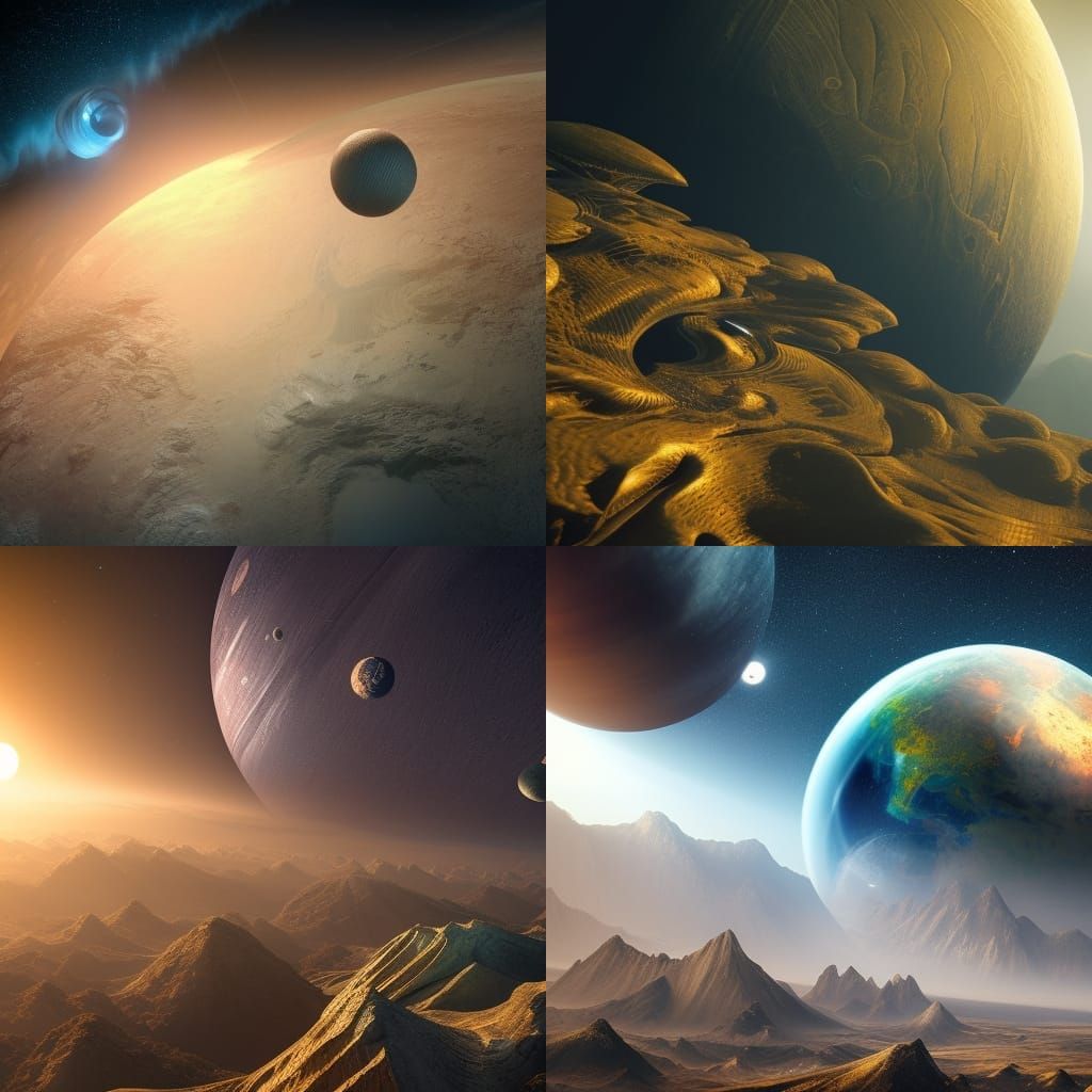 Fantasy realm, view of earth from space, rings of Saturn, hy...