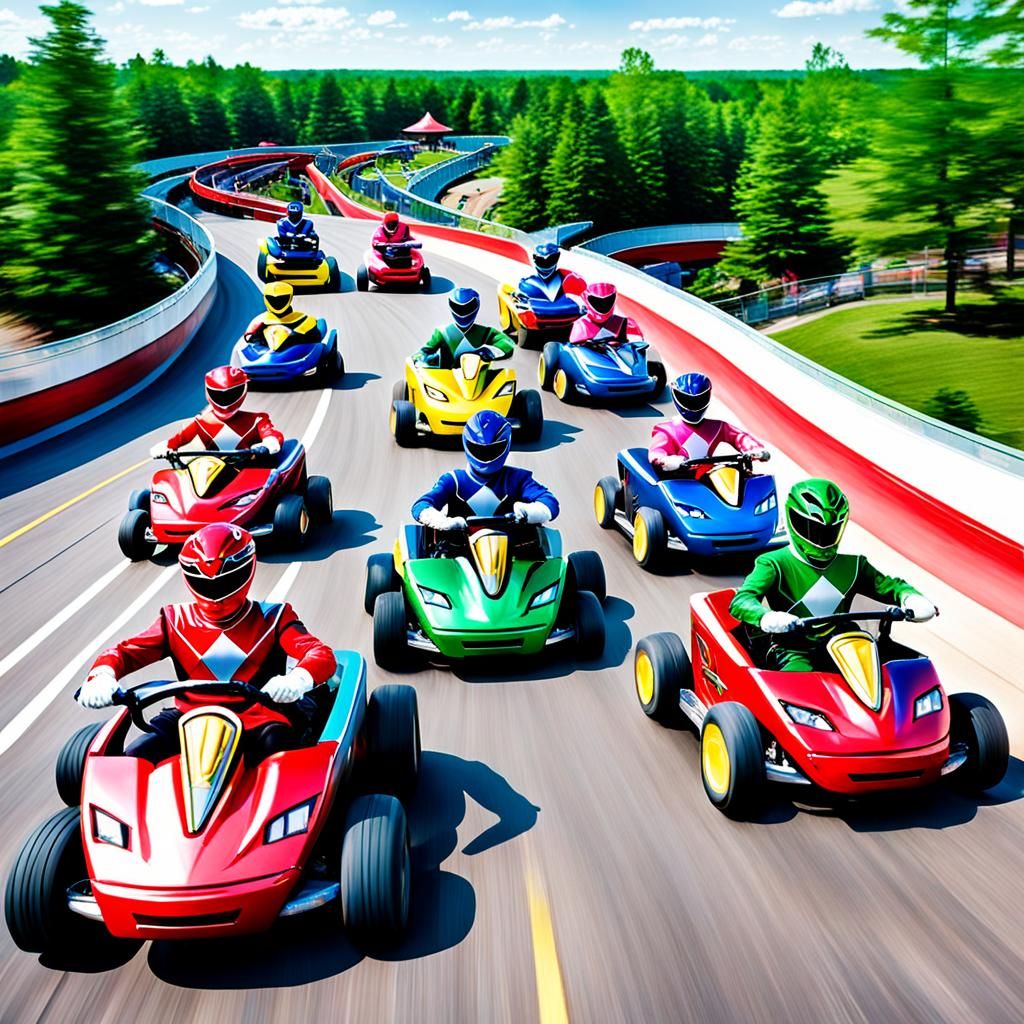 POWER RANGERS, riding go-carts while ON VACATION.  by @PhotoShopper