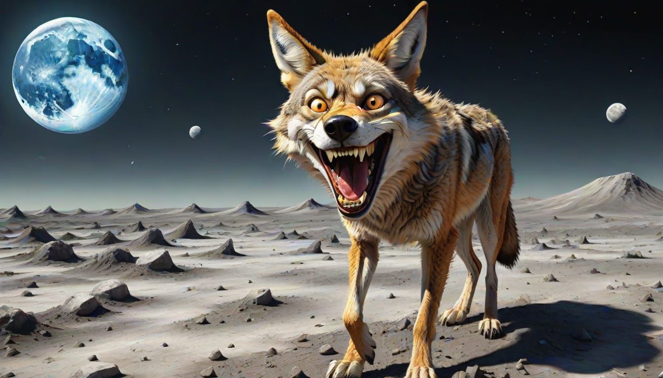 Mad Coyote on the Lunar Surface