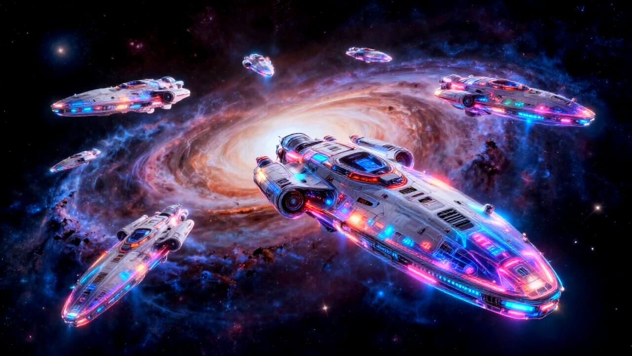 Holographic Spaceships in Cosmic Galaxy, Ultra-Realistic