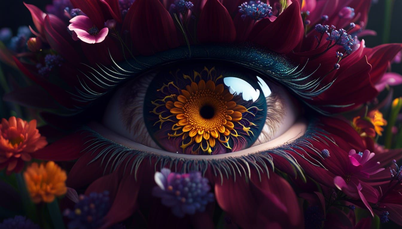 flower eye, flowers in the eye