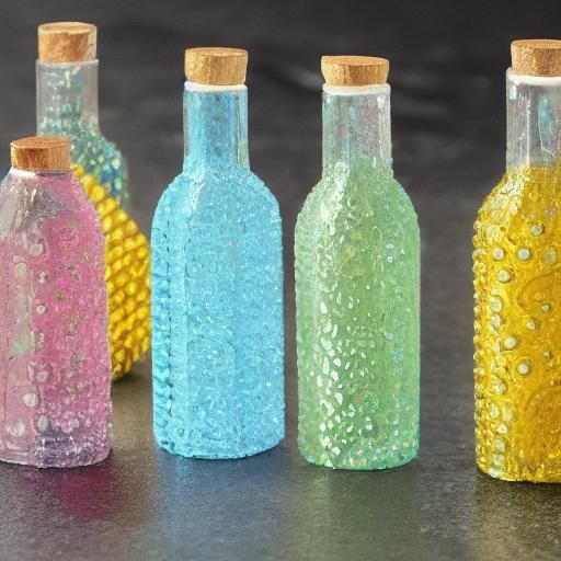 Mini Glass pop bottles bubbles rainwater cracked diamond pai...