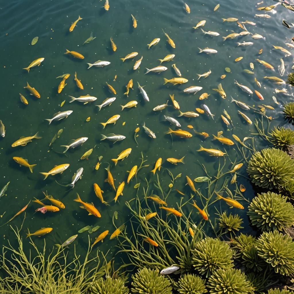 Dans une épave engloutie des poissons dansent avec des algue...