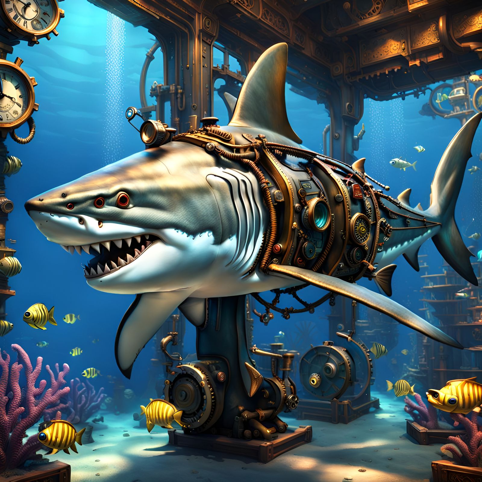 Steampunk Shark  by @Persian Digital Art