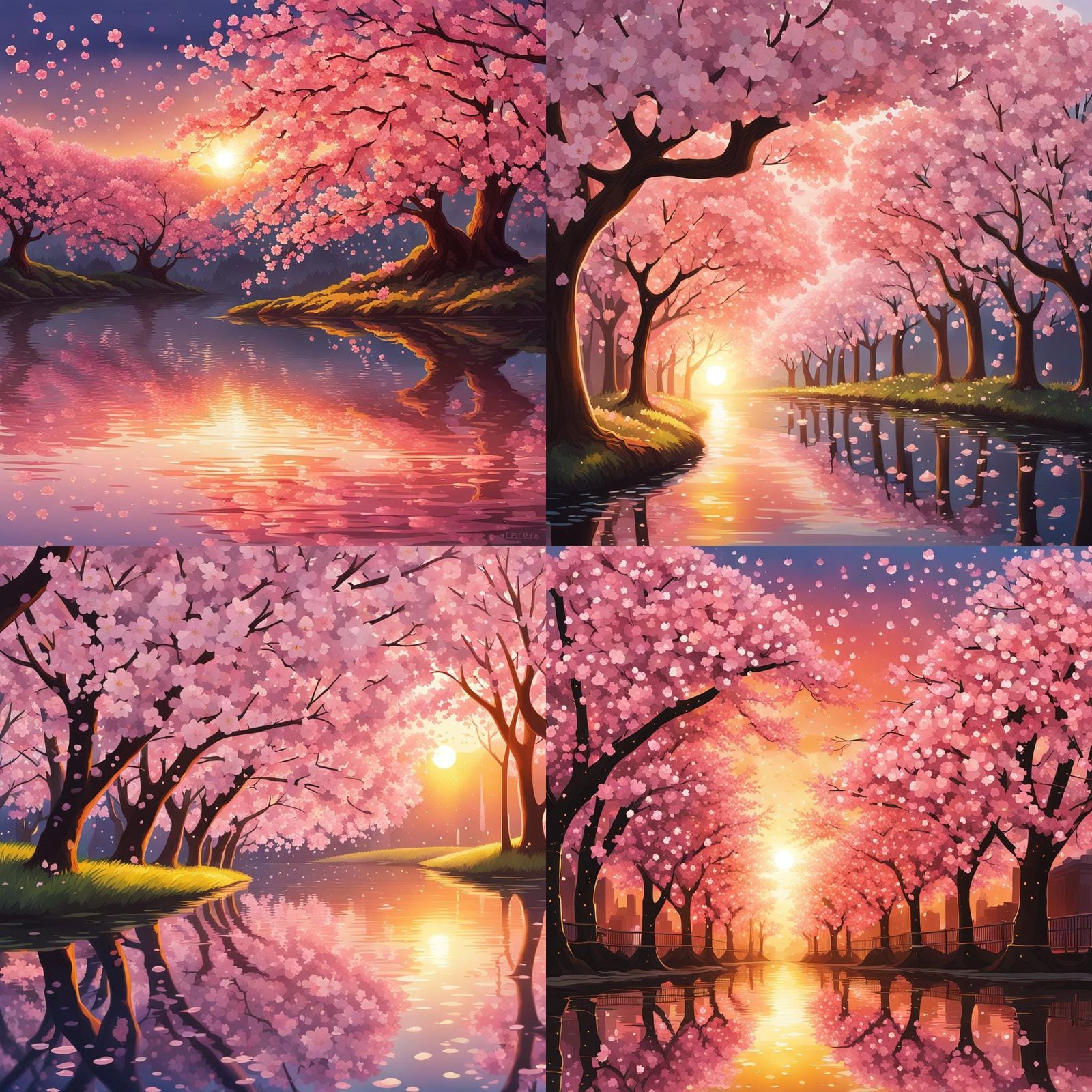 Cherry blossom, drop, sunset lightrays reflecting