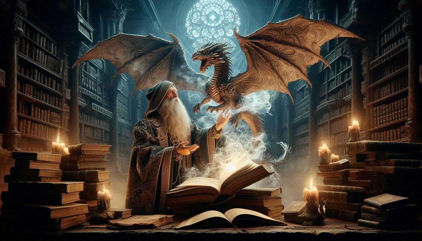 Wizard conjures Dragon