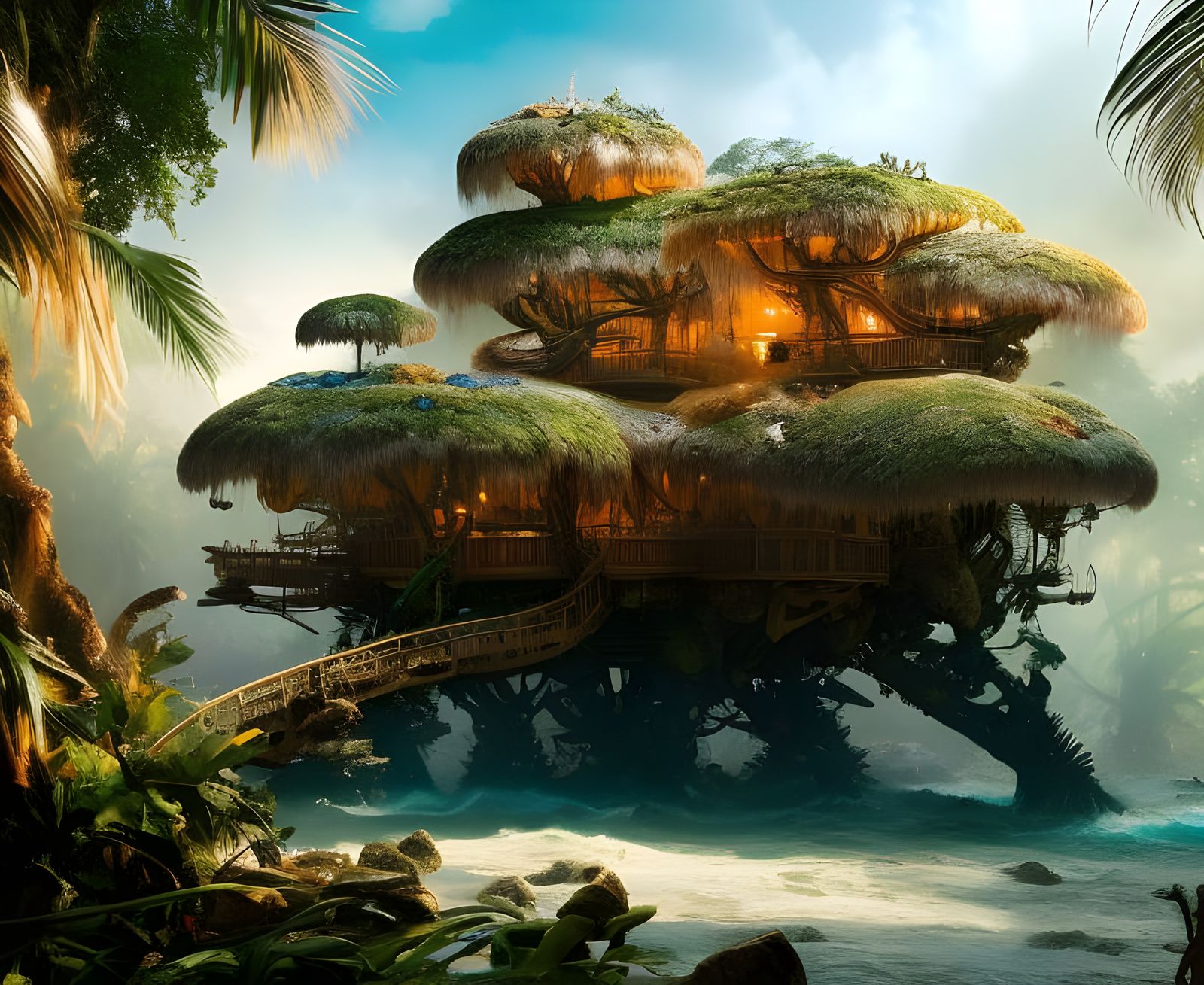 Tropical Lagoon Treehouse  by @SirHeckerich