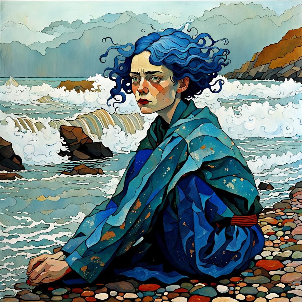 sitting on the shore