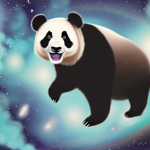 A mystical panda in space