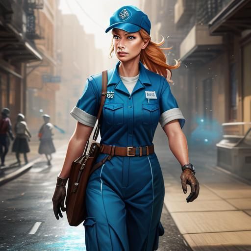 Lady Mail Carrier walking her route