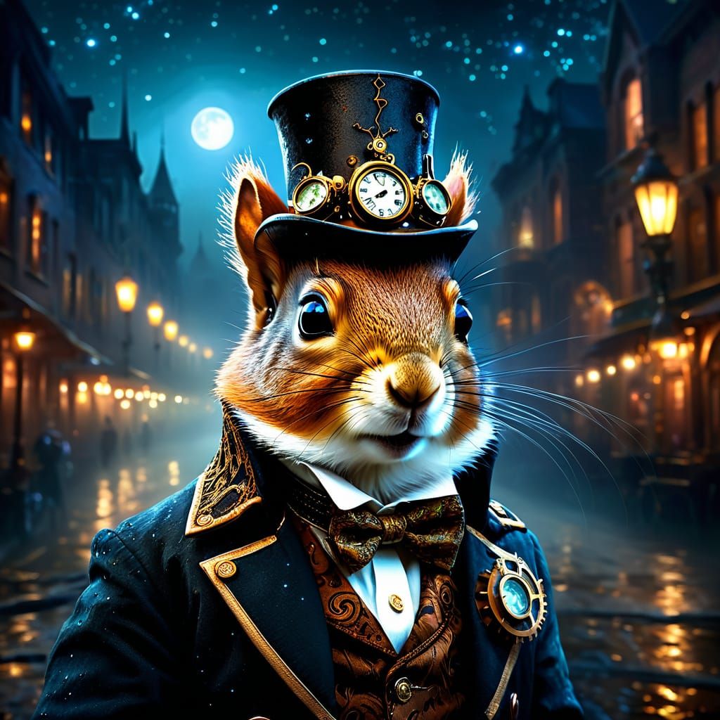 Portrait of an adorable steampunk Squirrel