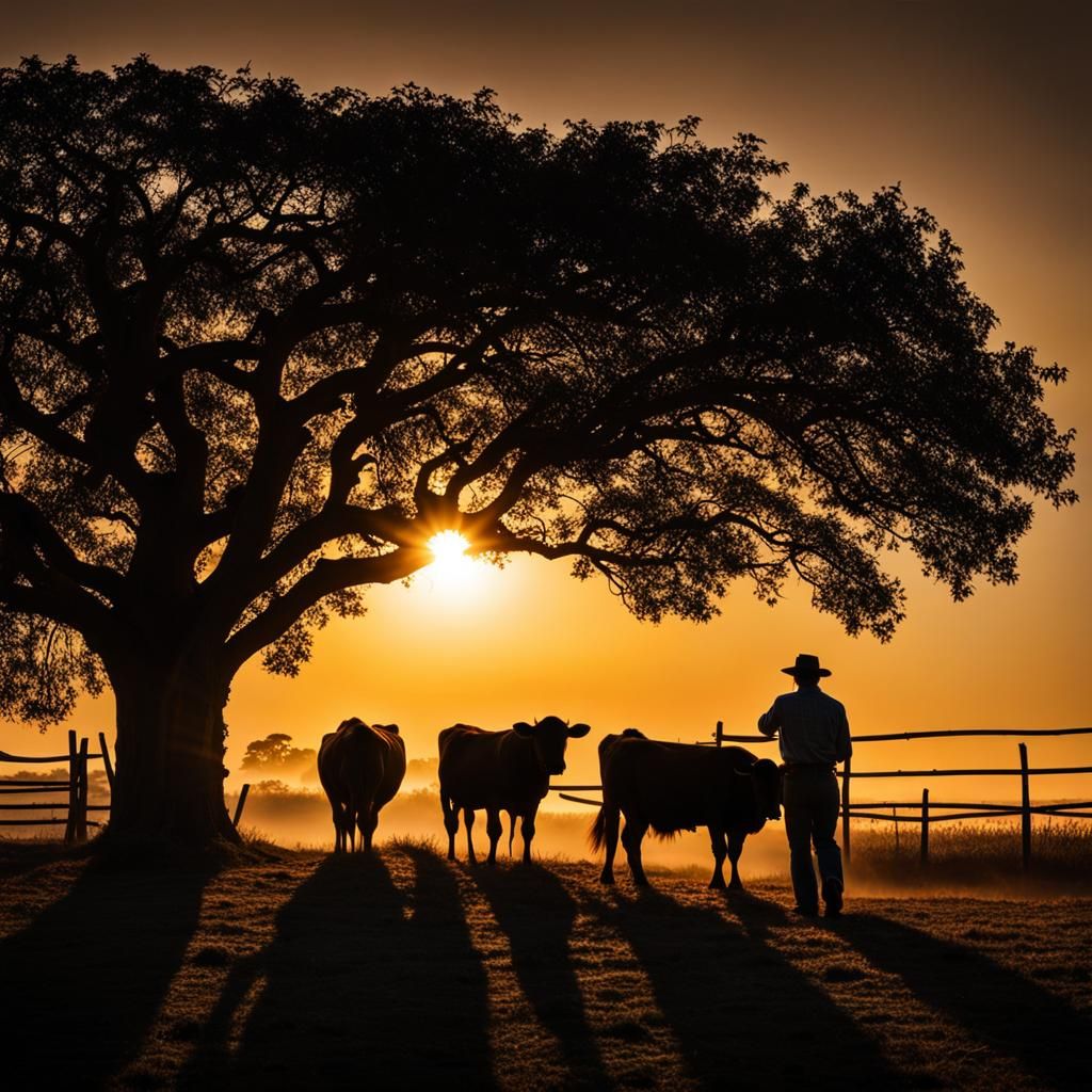 Cattle Farm at Dawn