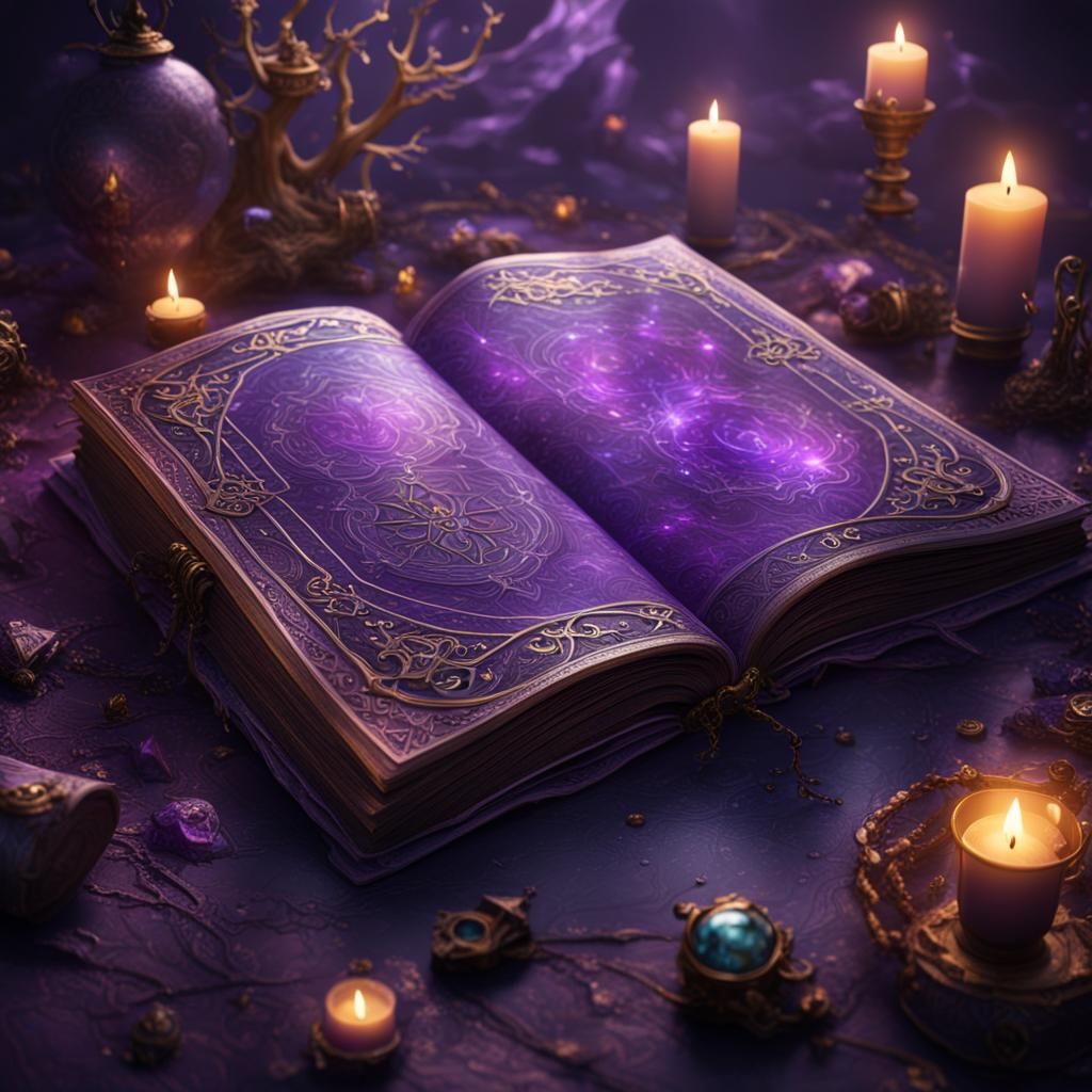 Spellbook in purple
