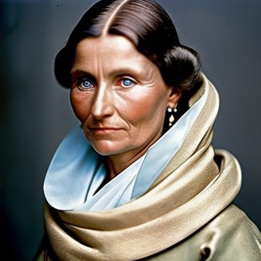 1600s German woman  Close-up portrait, color portrait, Linke...