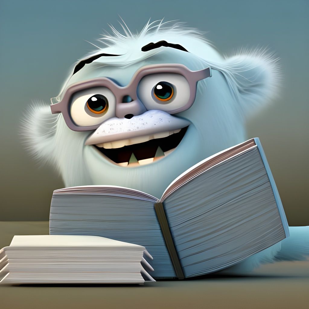 friendly monster reading a book  by @Chirminth