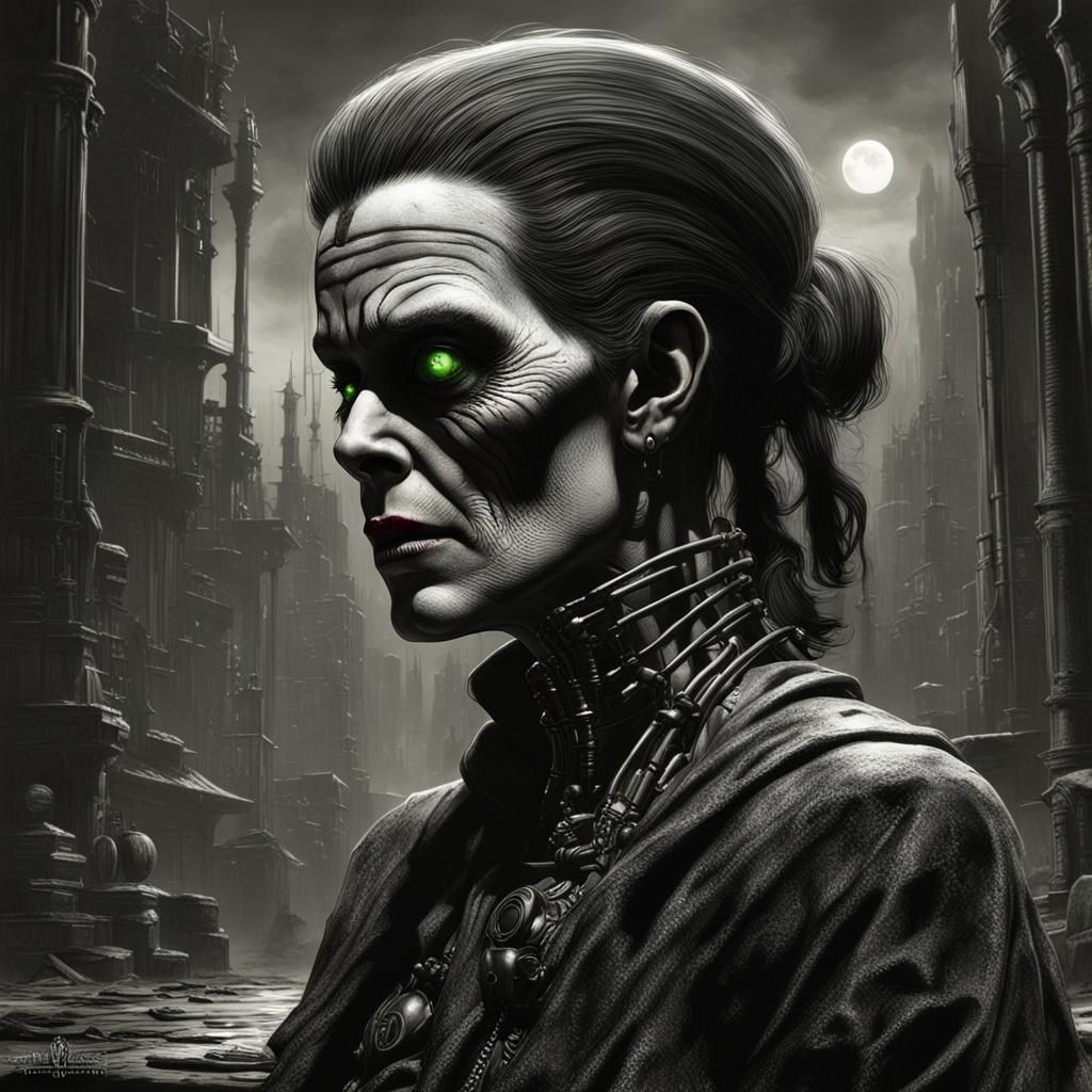 female frankenstein. strong noir 1920. black and white. gree...