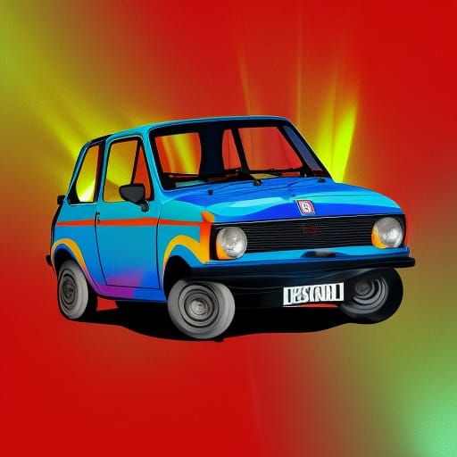 Graphic design for the Fiat 126p fan club with square headlights - AI ...