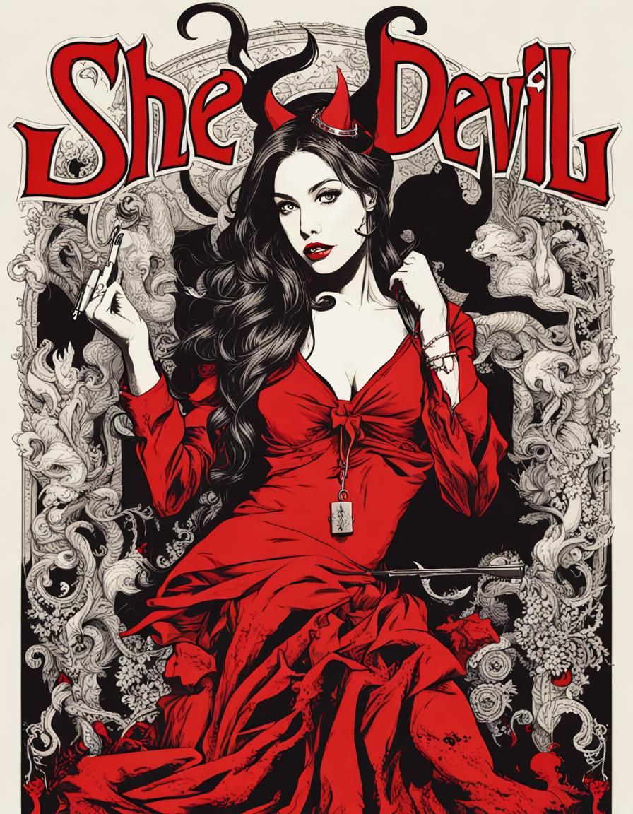 She Devil Vintage Poster AI Generated Artwork NightCafe Creator