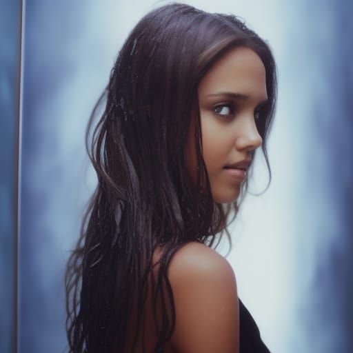 In the Shower - Jessica Alba - AI Generated Artwork - NightCafe Creator