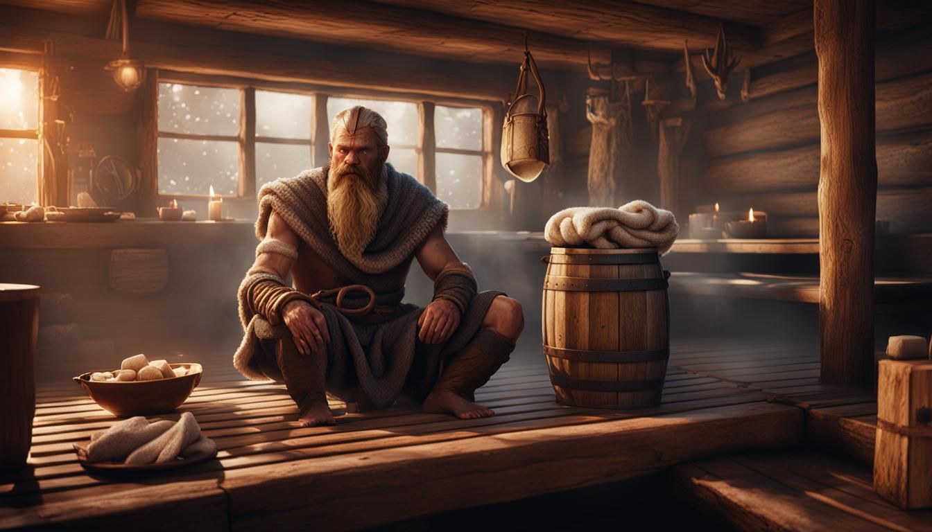 viking in a sauna