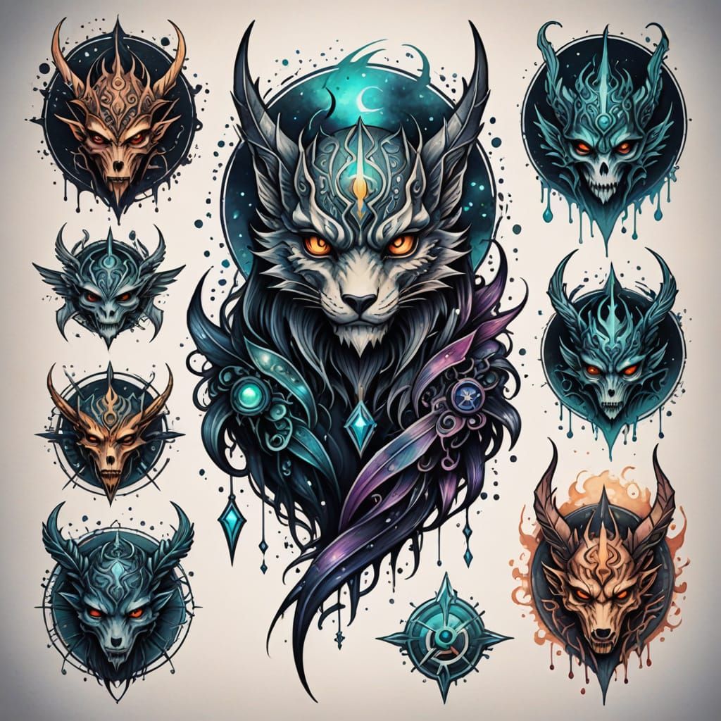 A flash tattoo sheet  by @Angel Mouse