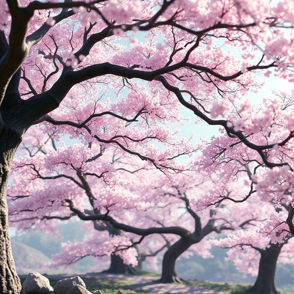 Gentle Cherry Blossoms in Dreamy Light