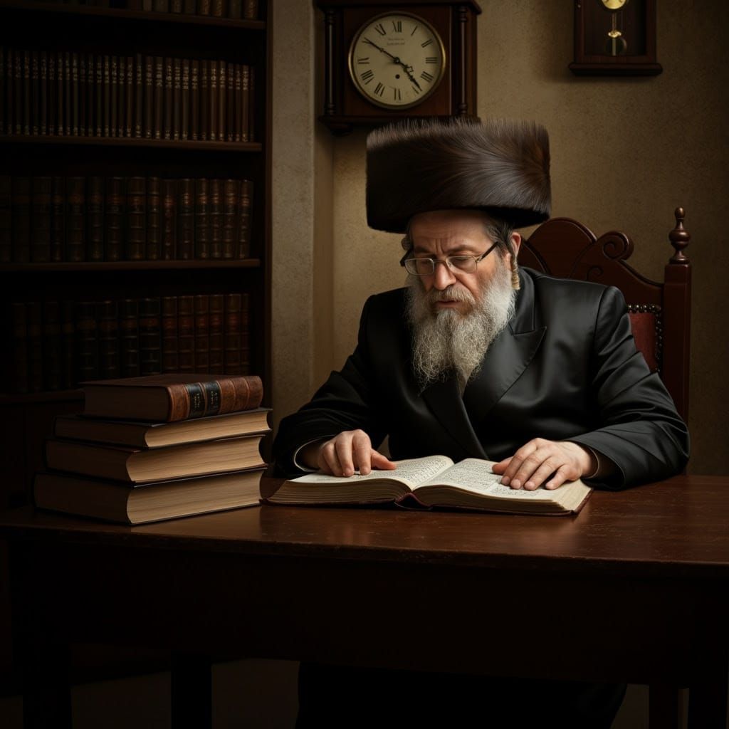 Ultra-Orthodox Hasidic Jew in Contemplative Study