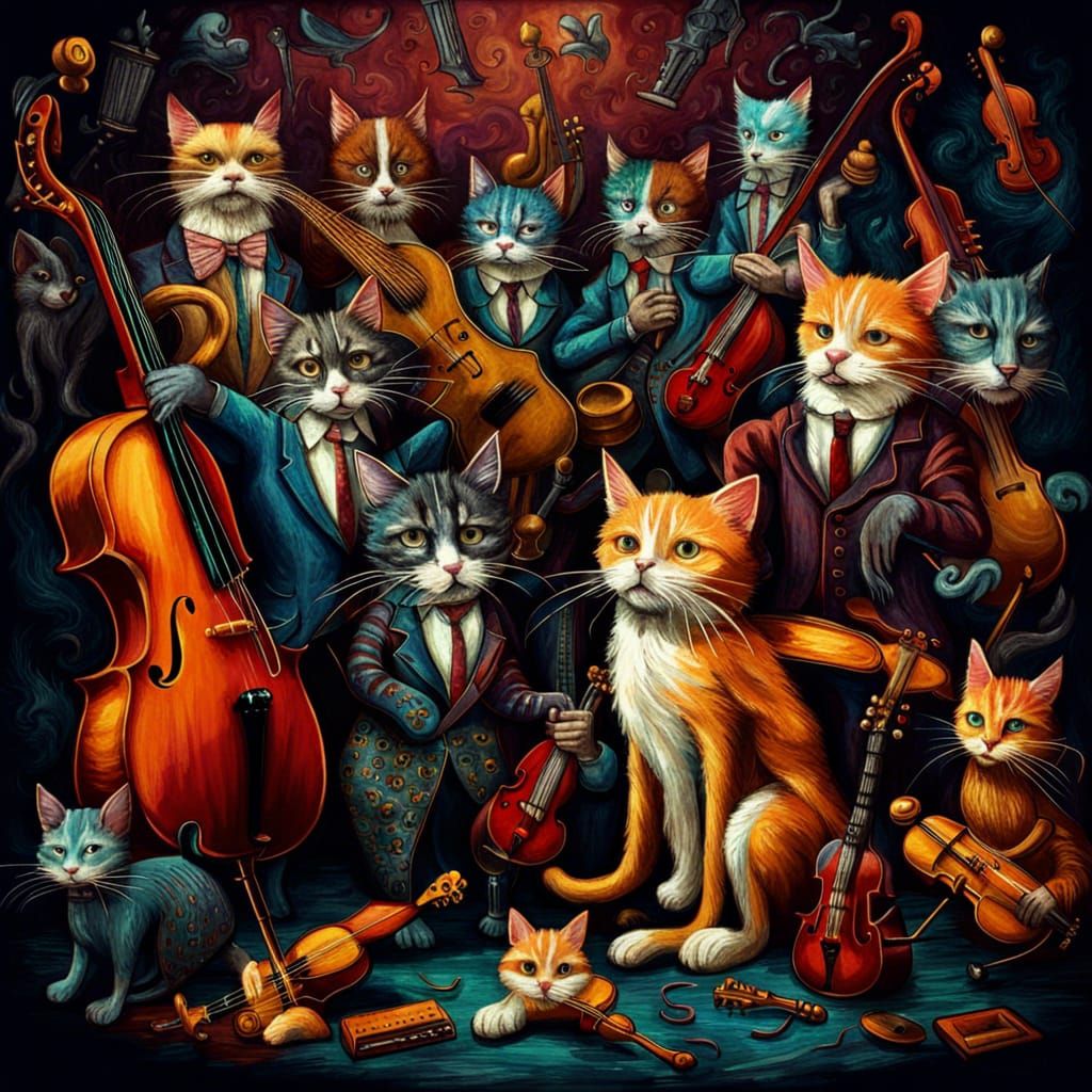 Cat Orchestra Album Cover - AI Generated Artwork - NightCafe Creator