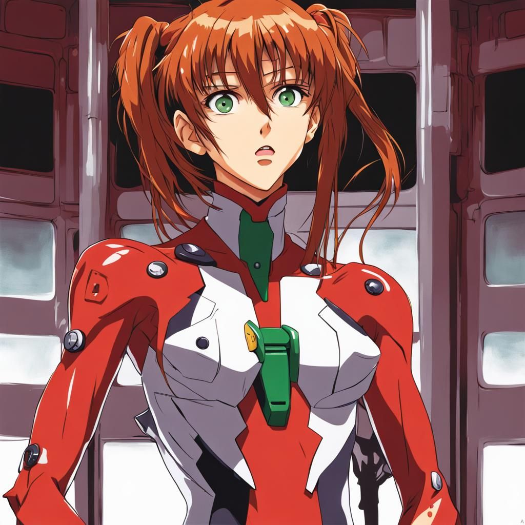 Evangelion, Asuka wearing red plugsuit - AI Generated Artwork ...