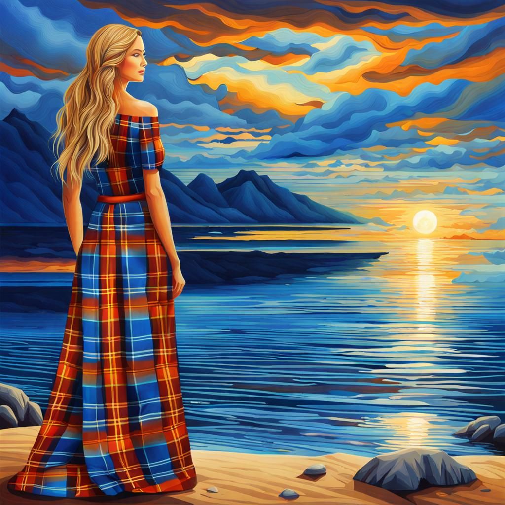 Sunrise Shore: Hyperrealistic Portrait of a Beautiful Woman