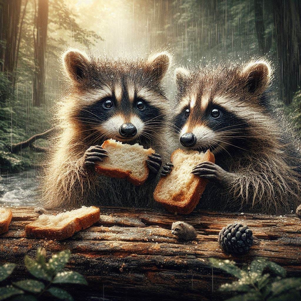 Raccoon snack