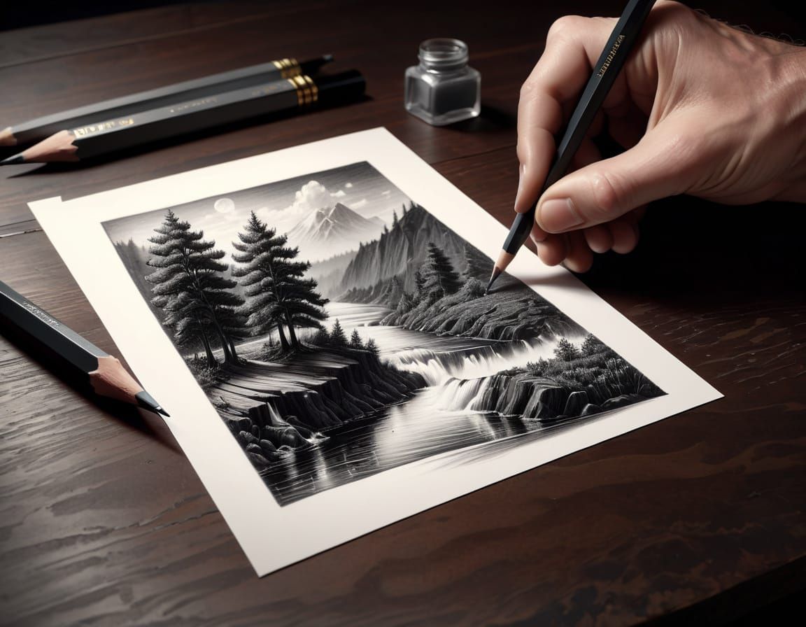 Pencil and ink drawing  by @Diligent