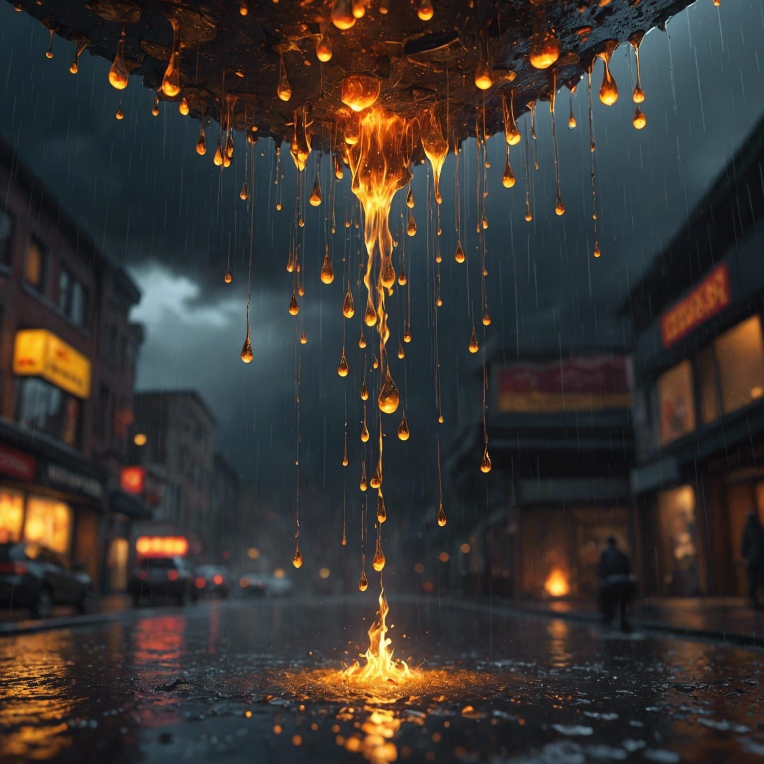 Artificial lava rain