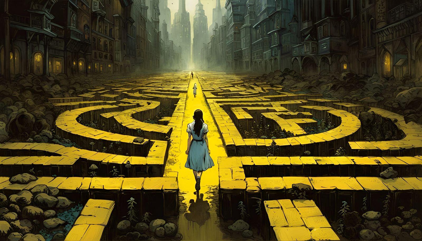 Dorothy Walking the Yellow Brick Maze  by @lawrencelot