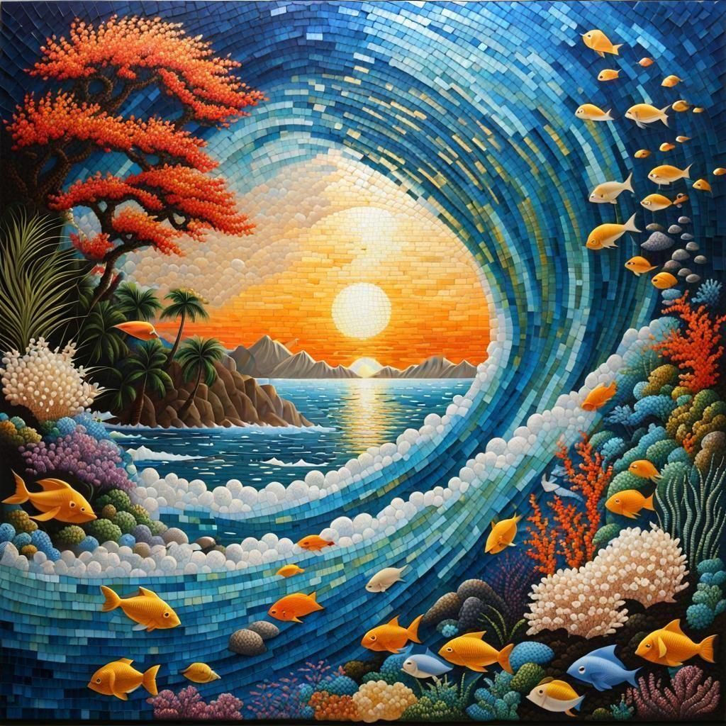 sparkling  sandy sunset beach