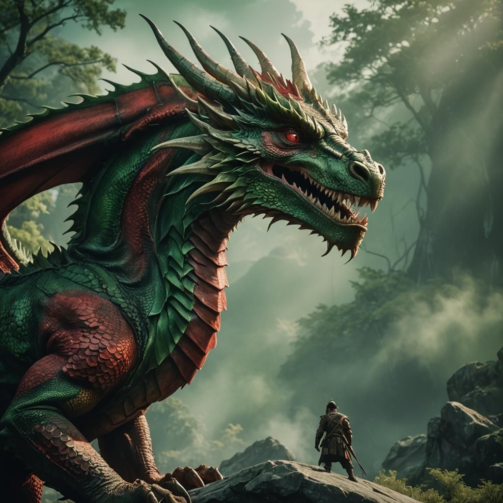 red and green dragon