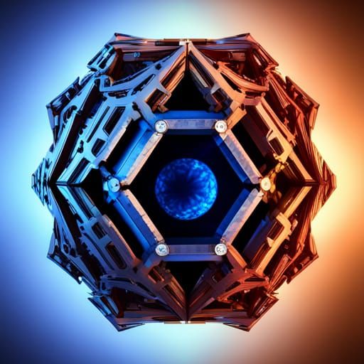 An obsidian nonagon encased by a sunstone hexagon caged by a Blue ...