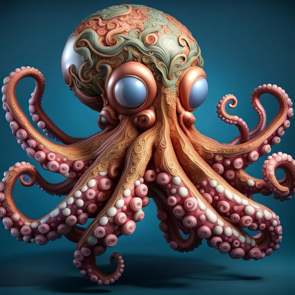 Octopus balloon, highly detailed intricate 16k resolution 