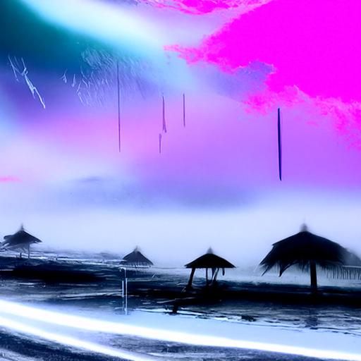 Raining over a pen on a small beach