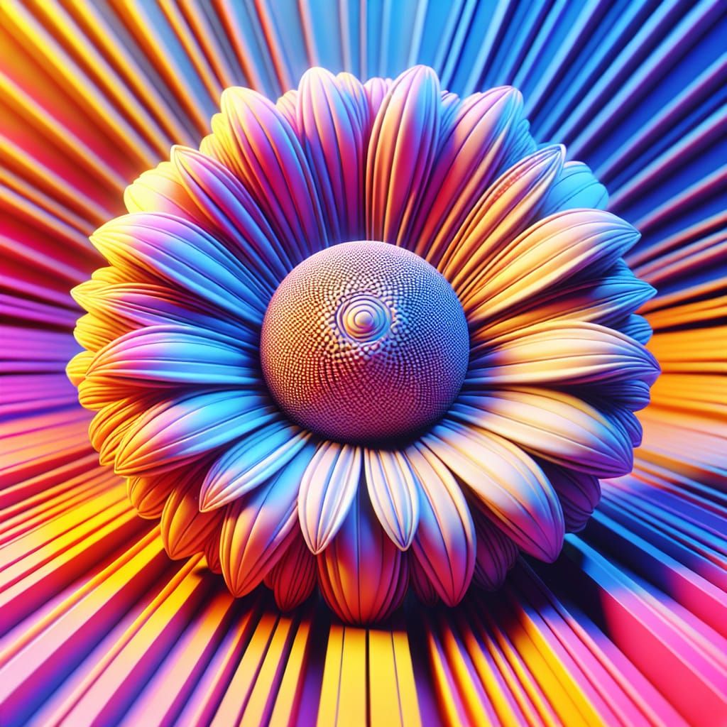 Vibrant 3D Daisy Flower Digital Art