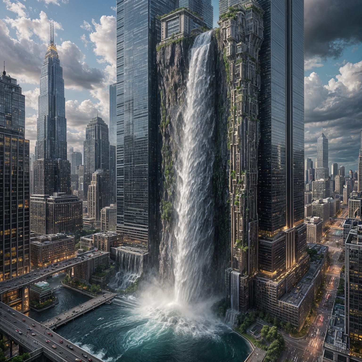 Photograph. For today's "Waterfalls in Unexpected Places" challenge. A mesmerizing realistic waterfall ...  by @Paul Snipes