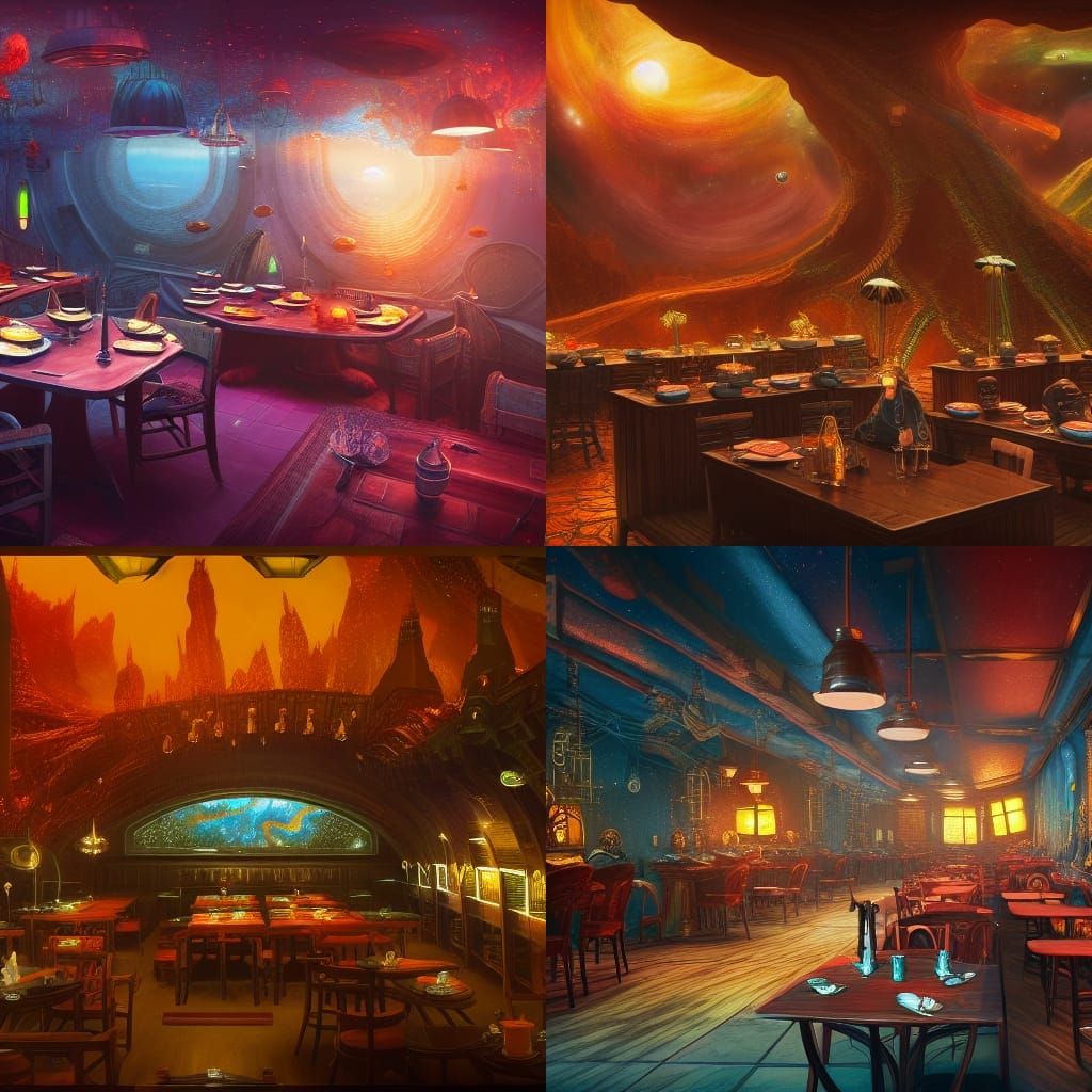 The Restaurant at the end of the universe AI Generated Artwork