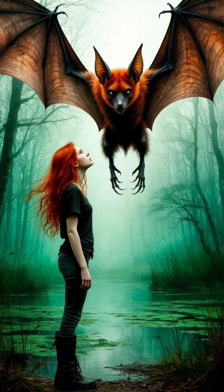 Swamps, giant bat attack